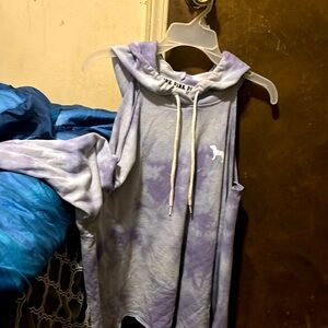 Pink sweatshirt with the shoulder cut out cute as can be